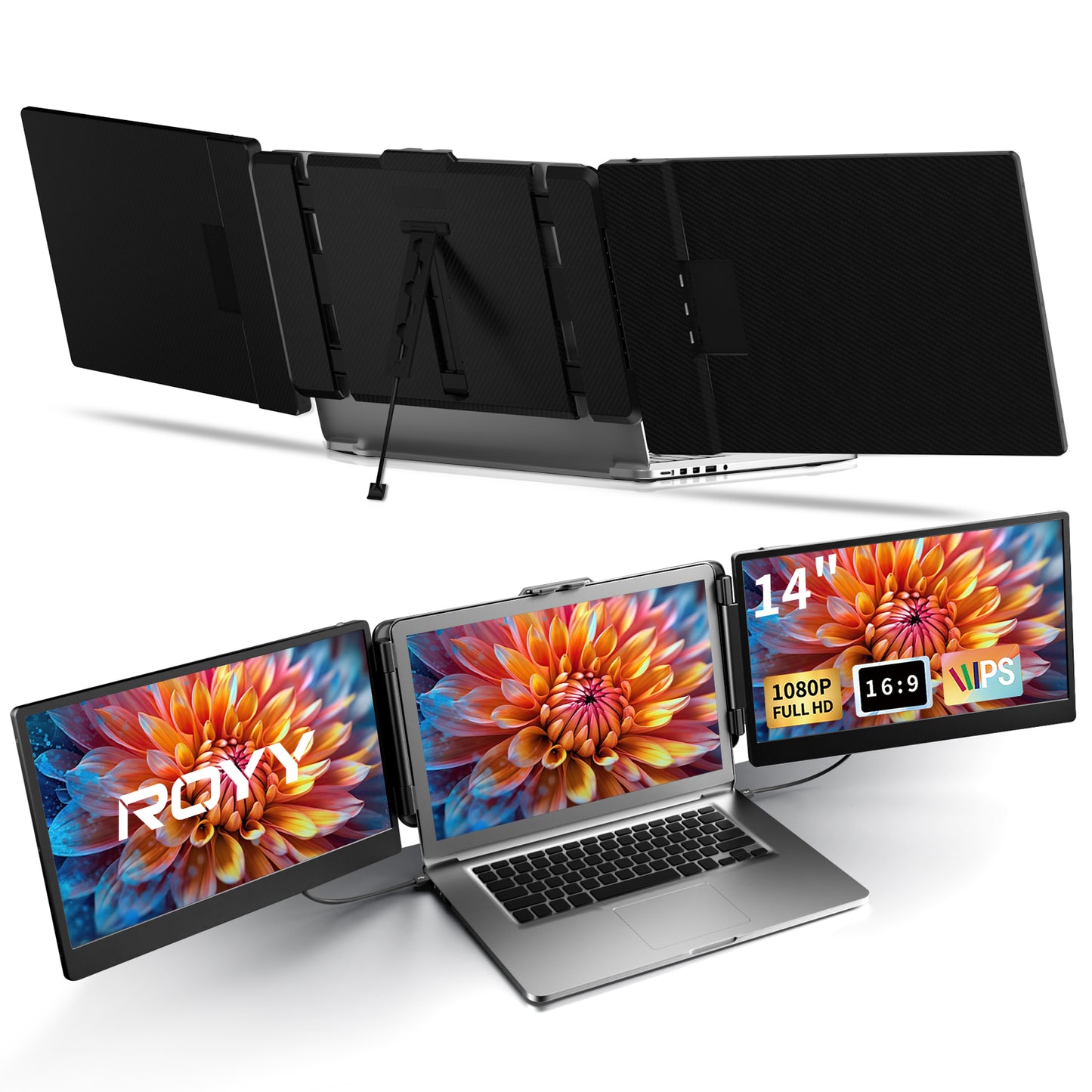 Extension d'écran pour ordinateur portable ROYY 14 pouces pour triple écran