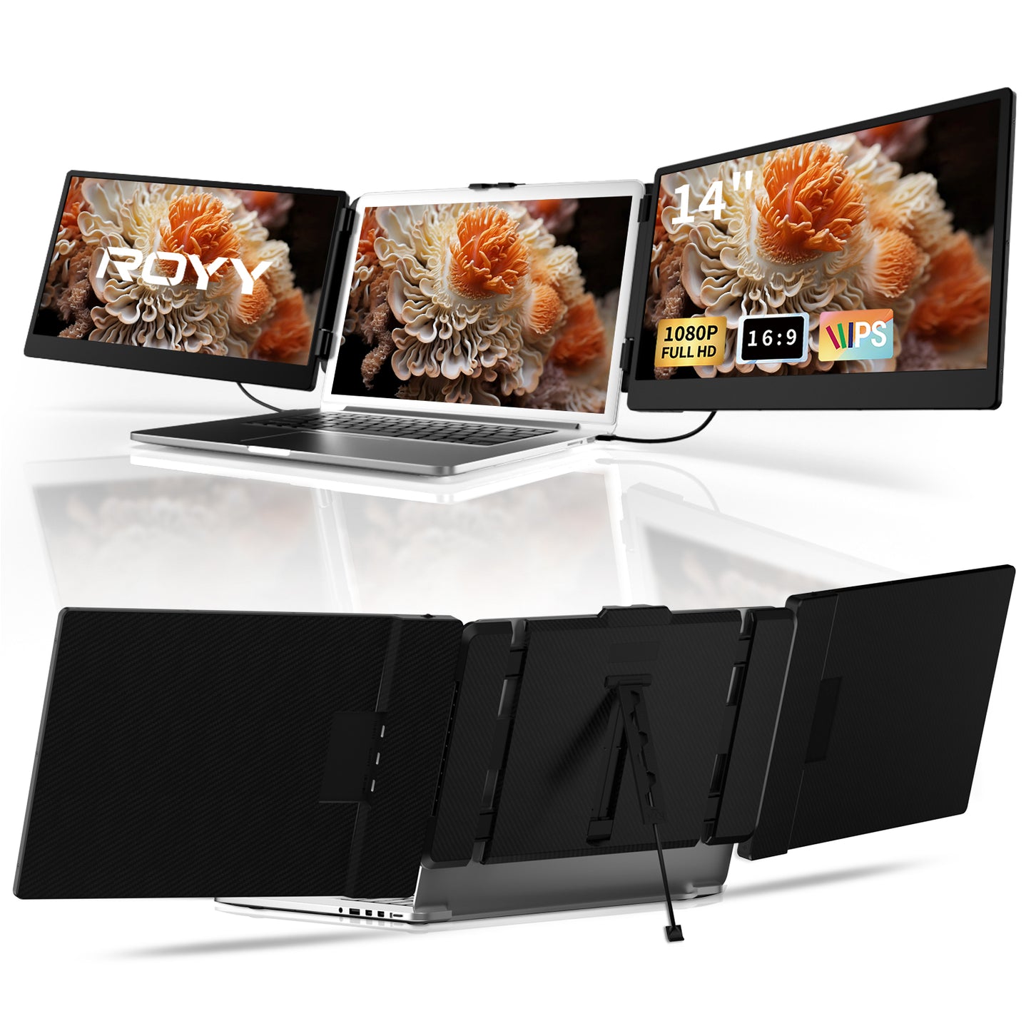 Extension d'écran pour ordinateur portable ROYY 14 pouces pour triple écran