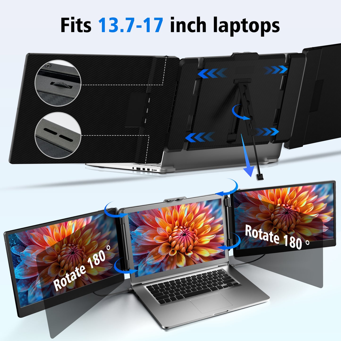 Extension d'écran pour ordinateur portable ROYY 14 pouces pour triple écran