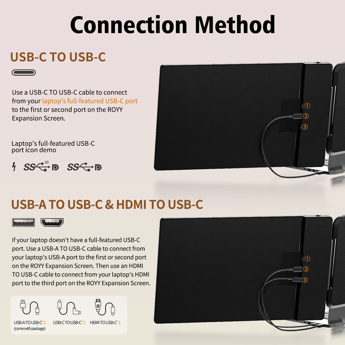 ROYY 14" Laptop Screen Extender Dual Monitor