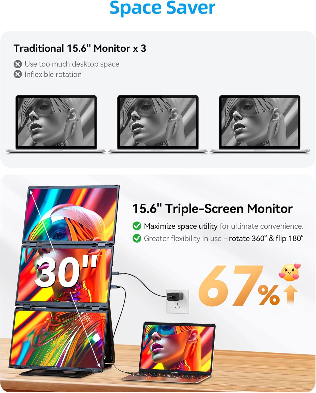 ROYY 15.6" Quad Laptop Screen Extender