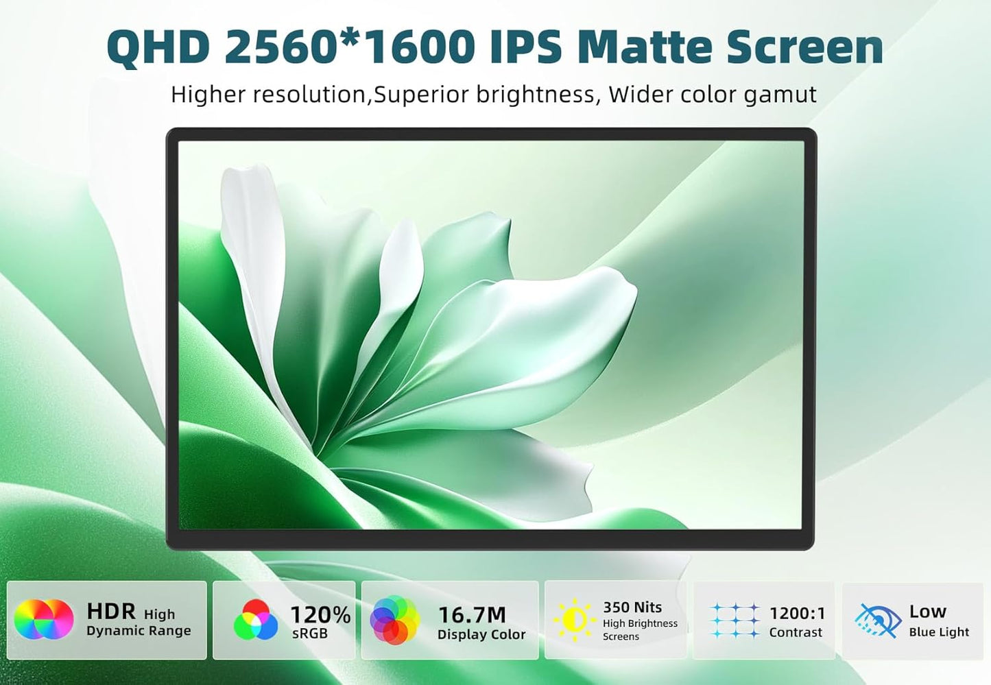 16" Portable Monitor for Laptop-2560 x 1600 Pixels