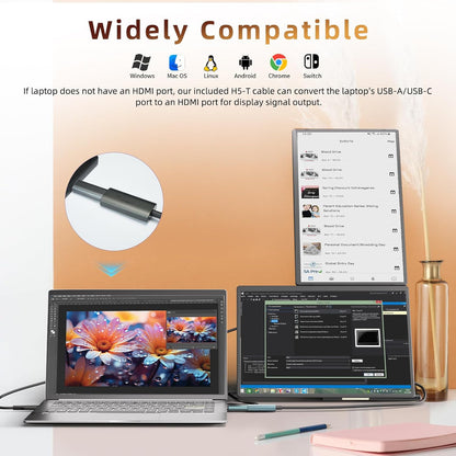 ROYY 16" Laptop Screen Extender Triple Monitor QHD 2560X1600P