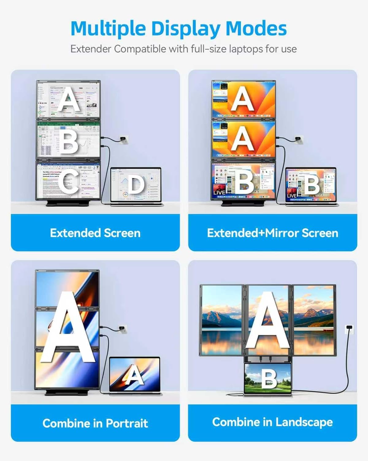 ROYY 15.6" Quad Laptop Screen Extender