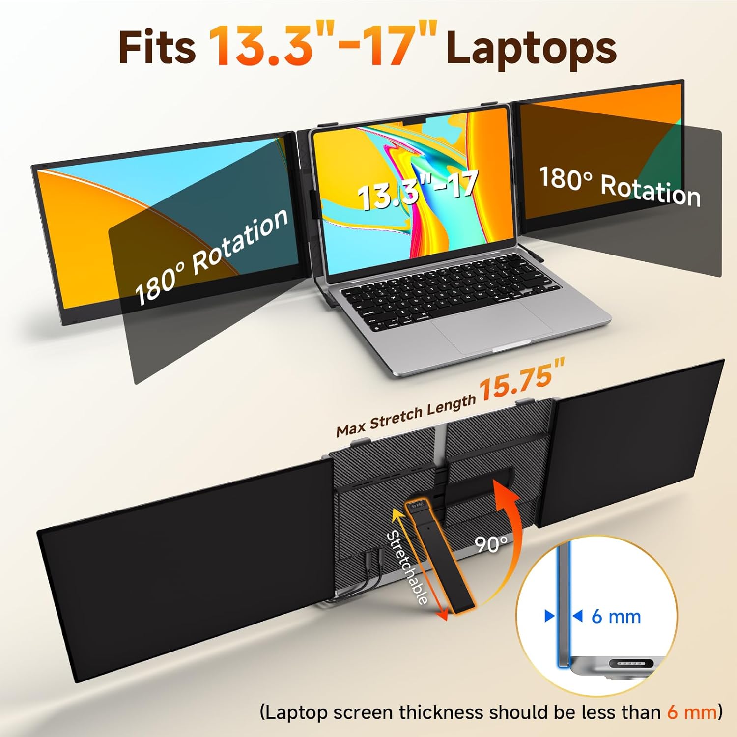 Laptop with a flexible screen extension and rotation features on a light background