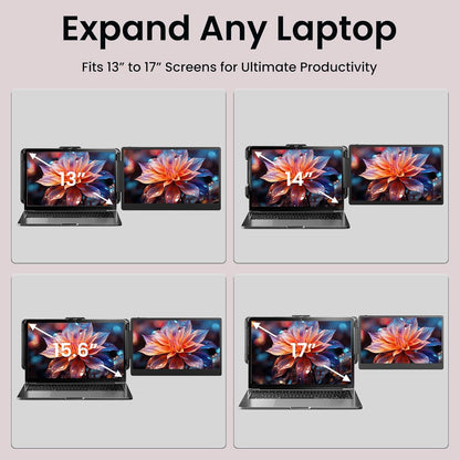 Laptop screen expanders showing different screen sizes on laptops.