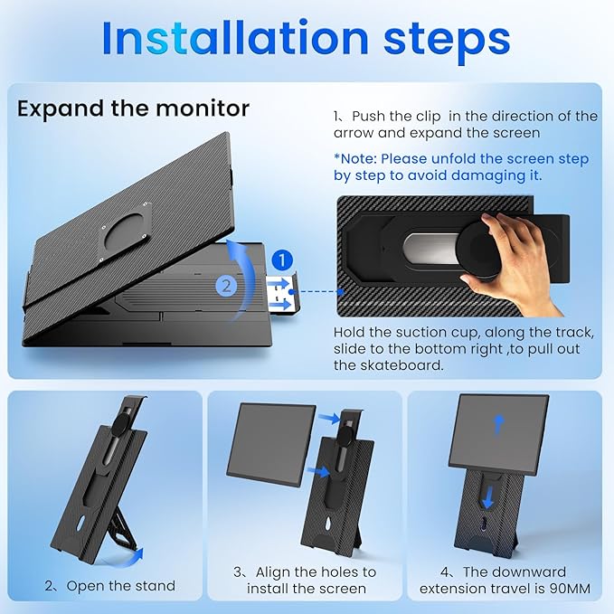Step-by-step installation guide for expanding a monitor with text and images.