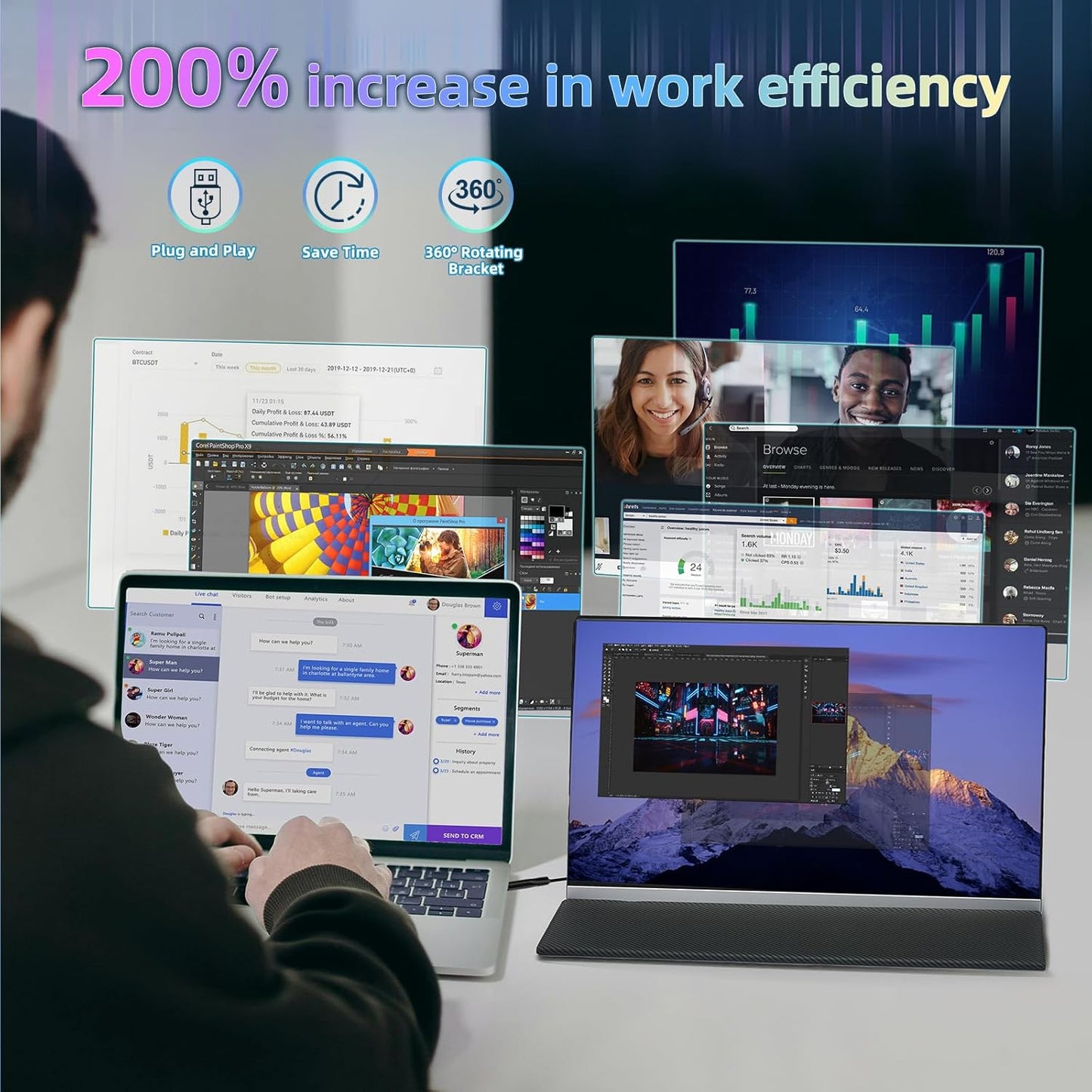 ROYY 15.6'' Portable Monitor Screen Extender