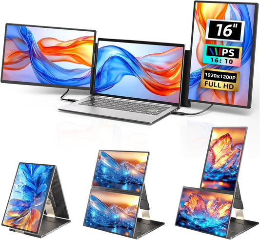 Extension d'écran ROYY pour ordinateur portable 16 pouces, triple écran FHD 1920 x 1200p 